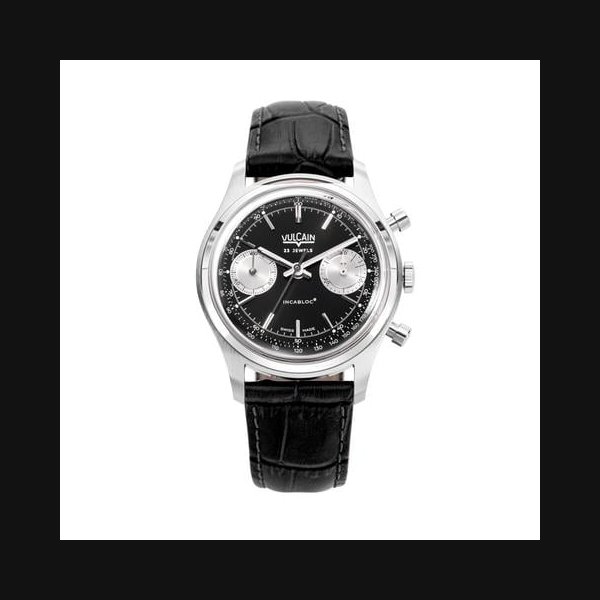 VulcainManual Chronograph 70's - Black & Silver Official Retail New 2026 Ref. 640109A00.BAN248