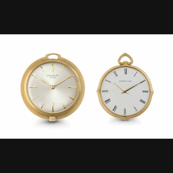 Patek Philippe and Audemars Piguet. A Lot of Two 18k Gold Openface Keyless Lever Dress Watches THE FIRST SIGNED PATEK PHILIPPE, GENEVE, REF. 782, MOVEMENT NO. 731'522, CASE NO. 2'627'783, THE SECOND AUDEMARS PIGUET, MOVEMENT NO. 214'642, CASE NO. B38'315, THE FIRST CIRCA 1965, THE SECOND CIRCA 1980