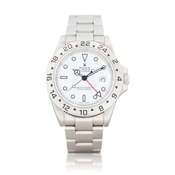 Rolex Explorer II, Ref. 16570     Montre bracelet en acier avec indication 24 heures, date et bracelet |  Stainless steel wristwatch with 24 hour indication, date and bracelet     Vers 2000 |  Circa 2000