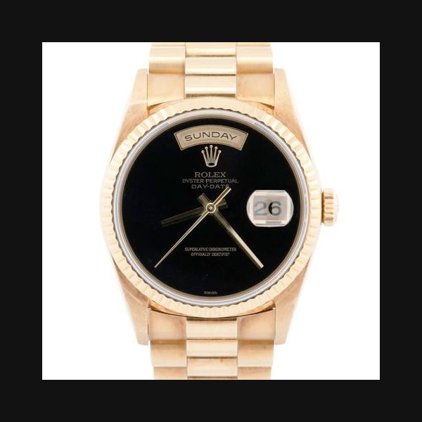 Rolex Day-Date1996 Rolex Day-Date President FACTORY BLACK ONYX 36mm 18K Yellow Gold 18238
