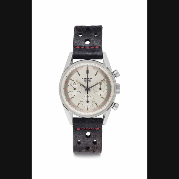 Heuer. A Stainless Steel Chronograph Wristwatch Signed Heuer, Carrera, Ref. 2447T, Case No. 56'425, Circa 1965
