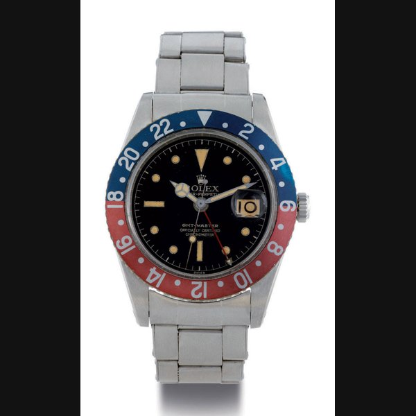 ROLEX. A STAINLESS STEEL AUTOMATIC DUAL TIME WRISTWATCH WITH CENTER SECONDS, DATE AND BRACELET SIGNED ROLEX, OYSTER-PERPETUAL, GMT-MASTER, CASE NO. 482700, REF. 6542, CIRCA 1958