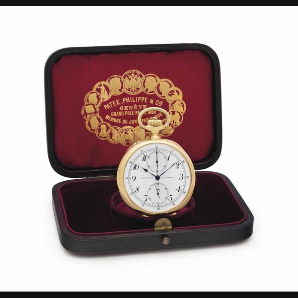 Patek Philippe. An 18k Gold Openface Keyless Lever Chronograph Watch with Breguet Numerals and Presentation Box SIGNED PATEK PHILIPPE & CIE, GENÈVE, MOVEMENT NO. 125'435, CASE NO. 266'100, MANUFACTURED IN 1906