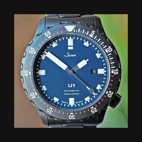 Sinn SinnU1 1000 Meters Black Tegimented Blue Dial on Bracelet 44mm