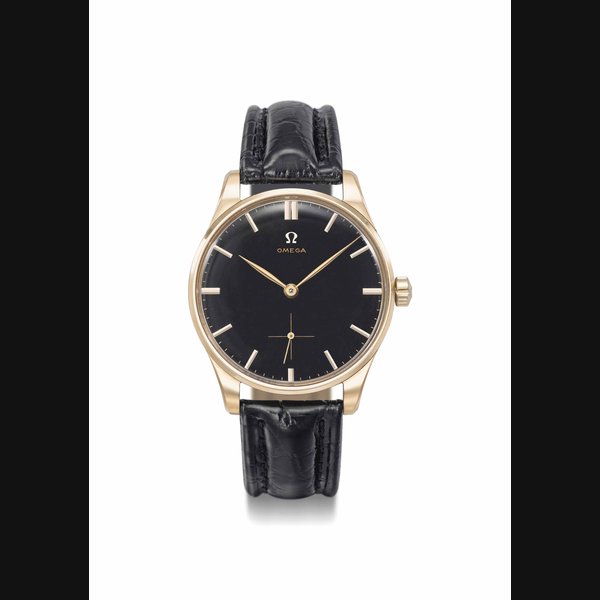 Omega. A fine and very elegant 18K pink gold wristwatch with black dial Signed Omega, ref. 2896, movement no. 16’622’153, case no. 351’903, manufactured in 1959