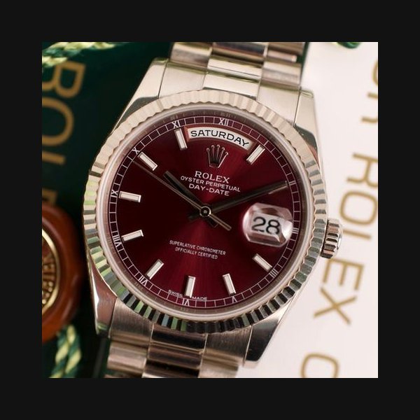 Rolex Rolex Day-Date36 2001 Cherry Red Box + Booklets; Heavy Clasp