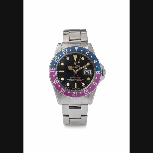 Rolex Rolex. A Fine and Rare Stainless Steel Automatic Dual Time Wristwatch Date and Center Seconds SIGNED ROLEX, OYSTER PERPETUAL, GMT-MASTER, REF. 1675, CASE NO. 694'422, CIRCA 1961 · 1675