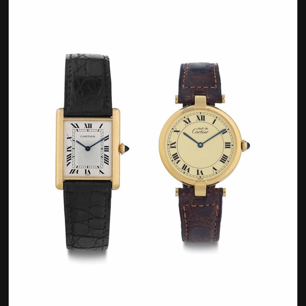 Cartier. A Lot of Two Wristwatches BOTH SIGNED CARTIER, THE FIRST TANK MECANIQUE, REF. 2281, CASE NO. 960657285, THE SECOND MUST DE CARTIER MODEL, REF. 1861, CASE NO. CC150895, THE FIRST CIRCA 1996, THE SECOND CIRCA 1997