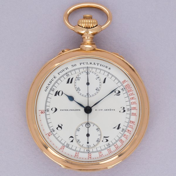 Patek Philippe Patek Philippe Open Faced Chronograph Pocket Watch Enamel Pulsations Breguet Dial