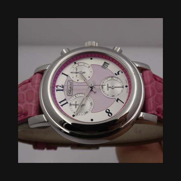 Chopard Mille MigliaChronograph 12/8900 33mm PINK M.O.P. DIAL TOP CONDITION For Ladies Elton John Aids Foundation LIMITED EDITION 2000PCS WORLDWIDE Ref. 8331