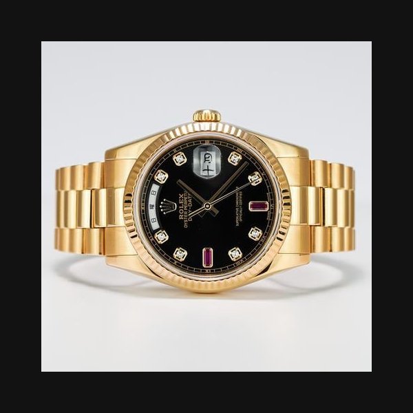 Rolex Rolex Day-Date"President" Black Ruby Diamonds Dial / Box&Papers / Rolex Warranty 2028