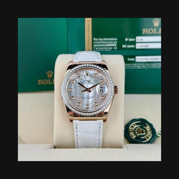 Rolex Datejust36mm 2010 MOP Pearl Diamond Bezel Strap Preowned 116185