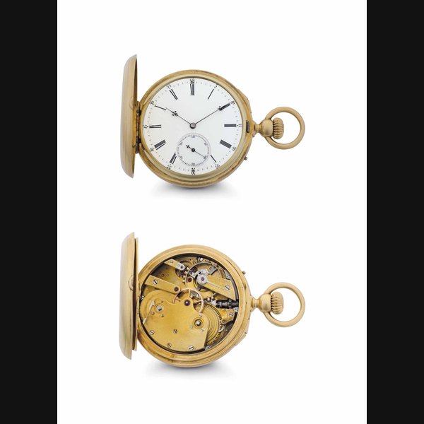 Henry Capt. A Fine and Unusual 18k Gold Hunter Case Lever and Chain Fusée Chronometer with Helical Hairspring and Dual Winding Systems SIGNED HENRY CAPT., GENÉVE, CHRONOMETRE, NO. 23'613, CASE NO. 8503, LATE 19TH CENTURY