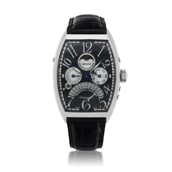 Franck Muller WATCHLAND, REF 7851 QPE LIMITED EDITION STAINLESS STEEL PERPETUAL CALENDAR WRISTWATCH WITH MOON PHASES, 24-HOUR AND LEAP-YEAR INDICATION CIRCA 2009