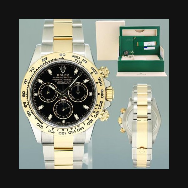 Rolex DaytonaMINT PAPERS Rolex 116503 Daytona 40mm Cosmograph Black Two Tone Gold Watch