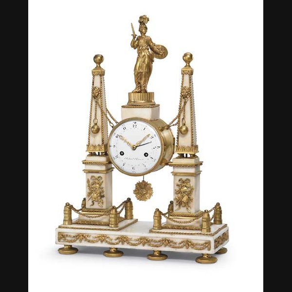 A Louis XVI ormolu and white marble striking mantel clock RICHARD, PARIS. CIRCA 1780