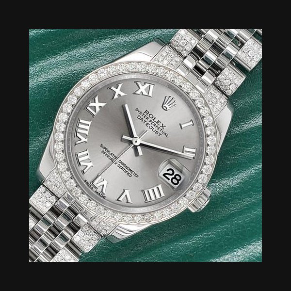 Rolex Datejust31mm Silver Roman 3.30ct Diamond Bezel/Bracelet Watch 178240