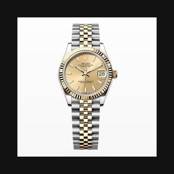 Rolex Datejust31 NEW 2024 Champagne Index Dial Two Tone Yellow Gold Fluted Bezel Jubilee Ref. 278273