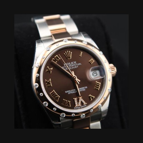 Rolex Rolex Datejust31 NOS Chocolate Two-Tone Rose Gold + Factory Diamond Bezel.