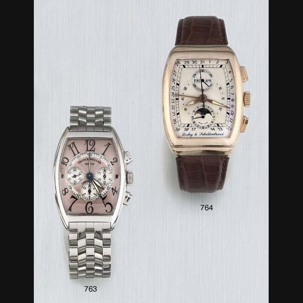 Franck Muller. A Stainless Steel chronograph wristwatch on stainless steel bracelet SIGNED FRANCK MULLER, MODEL CINTREE CURVEX CASABLANCA, NO 115, REF 6850 CCNA, CIRCA 2000
