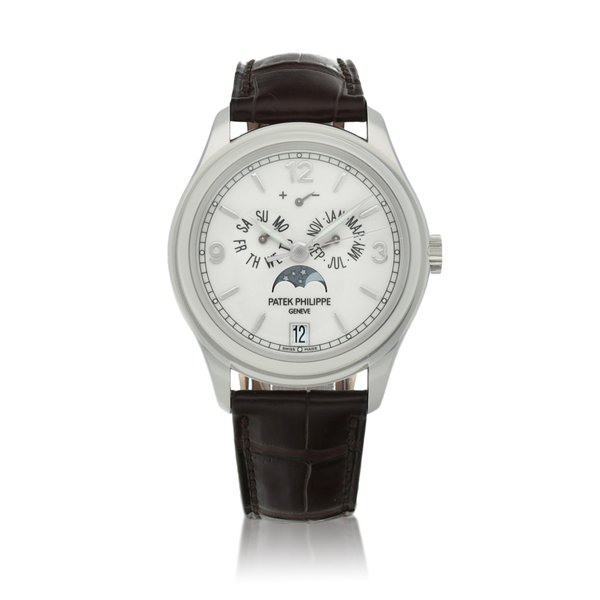 Patek Philippe Ref. 5146G-001 White gold annual calendar wristwatch with moon phases and power reserve indication Circa 2007 | 百達翡麗 | 5146G-001型號白金年曆腕錶備月相及動力儲存顯示，年份約2007