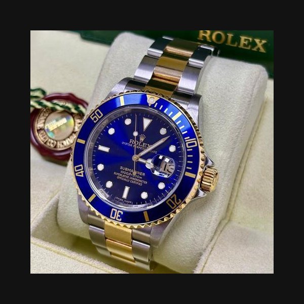 Rolex Rolex Submariner Date16613 Blue Dial Two Tone 2008 Engraved Rehaut Box + Papers