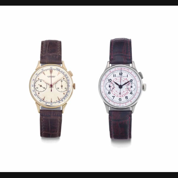 Ulysse Nardin. A Lot of Two Single-Button Chronograph Wristwatches BOTH SIGNED ULYSSE NARDIN, THE FIRST MOVEMENT NO. 27'434, CIRCA 1940, THE SECOND CASE NO. 144'349, CIRCA 1930