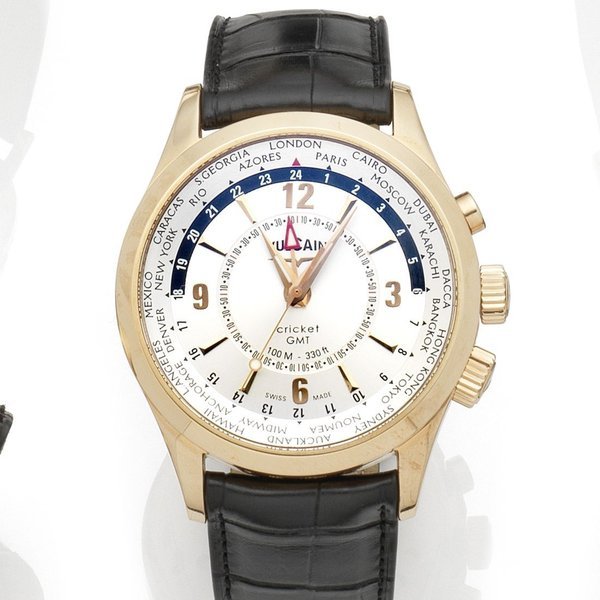 Vulcain Vulcain. An 18K rose gold manual wind alarm wristwatch with world time Cricket GMT, Ref:100508.030, No.171, Sold 17th September 2007 · 100508.030