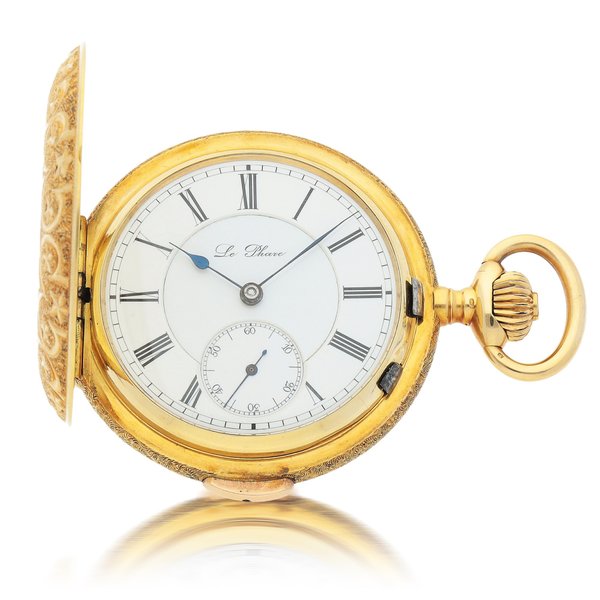Le Phare Yellow gold hunting-cased quarter repeating watch with enamel dial Circa 1900 | Le Phare 黃金二問報時懷錶配琺瑯錶盤，年份約1900