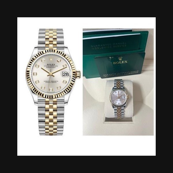 Rolex Rolex DatejustSteel and Yellow Gold Datejust 31mm - Fluted Bezel - Silver Diamond Dial - Jubilee 278273