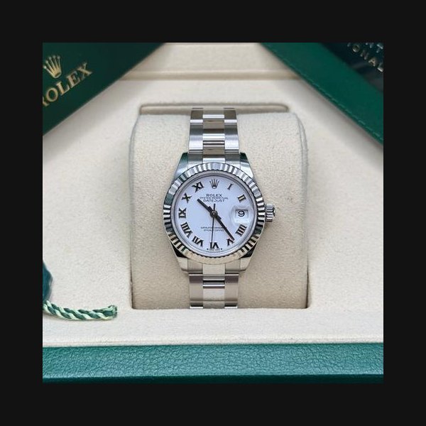 Rolex Rolex Lady-DatejustNEW 2026 White Roman Dial Fluted Bezel Stainless Steel Oyster Bracelet