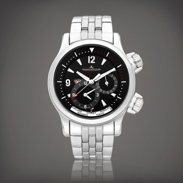 Jaeger-LeCoultre Jaeger-LeCoultre| Master Compressor Geographic, Reference 146.8.83| A stainless steel world time wristwatch with date, day/night indication and bracelet, Circa 2008 | 積家 | Master Compressor Geographic 型號146.8.83 | 精鋼世界時間鏈帶腕錶，備日期及晝夜顯示，約2008年製 · 146.8.83