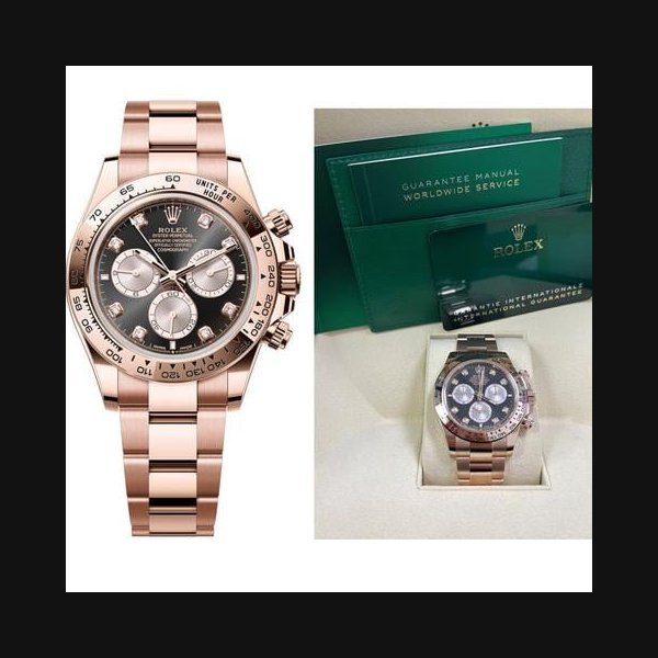 Rolex Rolex DaytonaEverose Gold Black And Sundust Diamond Dial Oyster Bracelet 126505