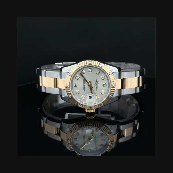 Rolex Lady-Datejust2011 Datejust Factory Silver Diamond Dial on Oyster Bracelet 179313