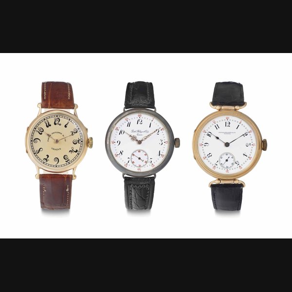 A Lot of Three Converted Pocketwatches THE FIRST SIGNED PATEK PHILIPPE MOVEMENT NO. 113'259, CASE NO. 232'687, THE SECOND MOVEMENT NO. 67'404, CASE NO. 30'792, THE THIRD MOVEMENT AND CUVETTE NUMBERED 60'726