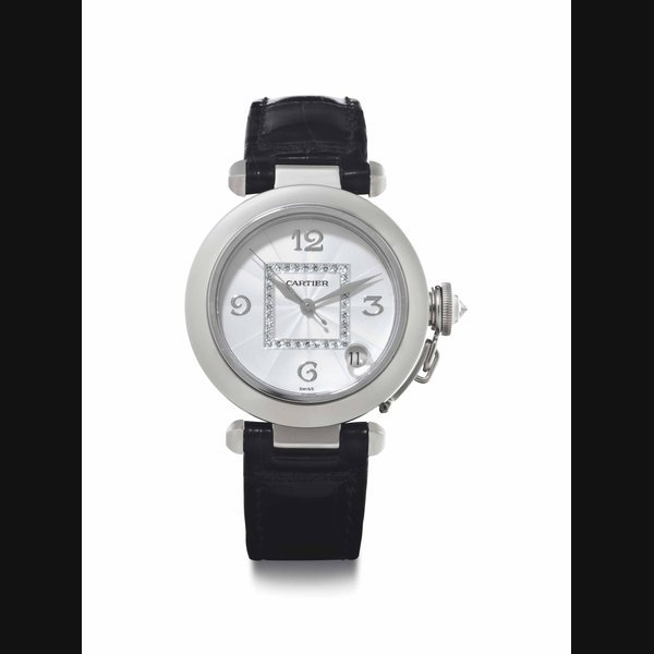 Cartier Cartier. An 18k White Gold and Diamond Automatic Wristwatch With Date SIGNED CARTIER, PASHA, REF. 2308, CASE NO. MG292750, CIRCA 1998
