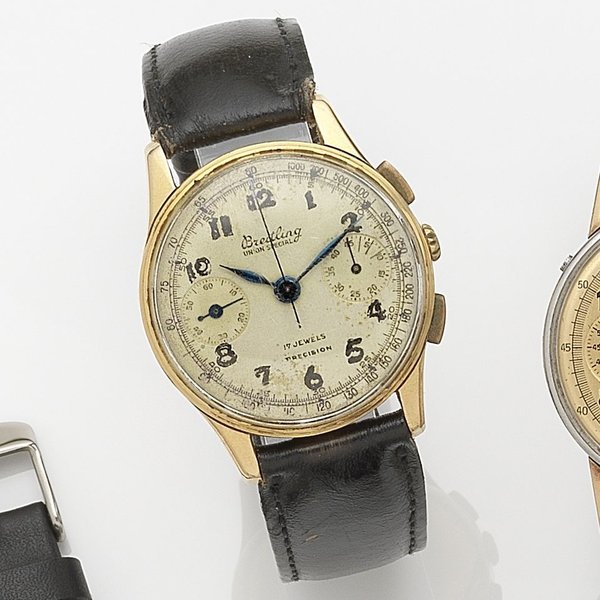 Breitling Swiss. An 18ct gold manual wind chronograph wristwatch Union Special, Ref:789, Case No.908481, Circa 1958