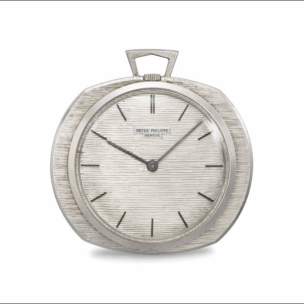 Patek Philippe. An unusual 18K white gold cushion-shaped openface keyless lever dress watch Signed Patek Philippe, Genève, Ricochet model, ref. 798, movement no. 793'267, case no. 2'635'110, manufactured in 1963