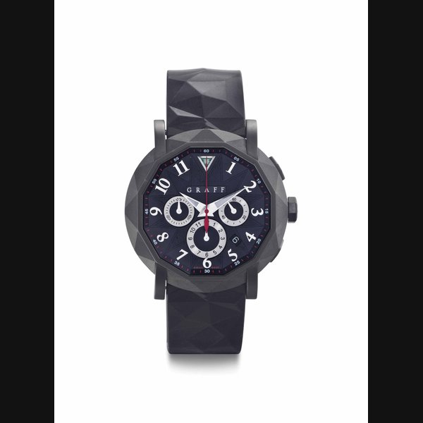 Graff. A Limited Edition Blackened Stainless Steel Automatic Chronograph Wristwatch with Date SIGNED GRAFF, CHRONOGRAFF MODEL, LIMITED EDITION, NO. 037/500, CIRCA 2009