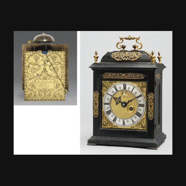  A William III small ebony and brass-mounted eight day timepiece table clock with pull quarter repeat JACOBUS GOUBERT, LONDON. CIRCA 1695
