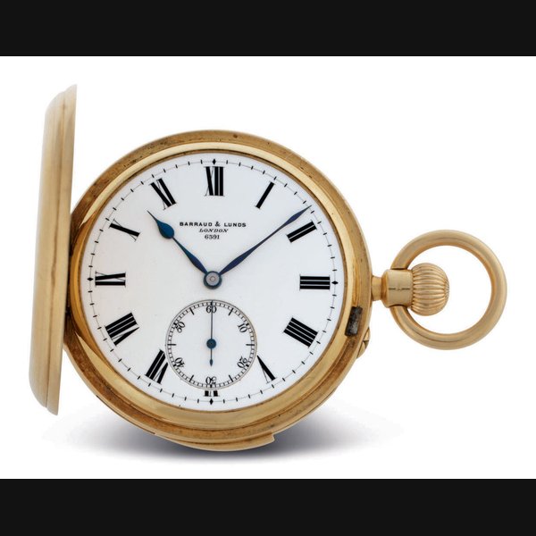 BARRAUD & LUNDS. AN 18K GOLD HUNTER CASE MINUTE REPEATING KEYLESS LEVER POCKET WATCH SIGNED BARRAUD & LUNDS, LONDON, NO. 6391, 1899