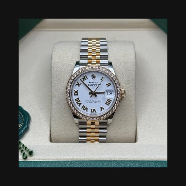 Rolex Rolex Datejust31 NEW 2025 White Roman Dial Two Tone Yellow Gold Diamond Bezel Jubilee Bracelet