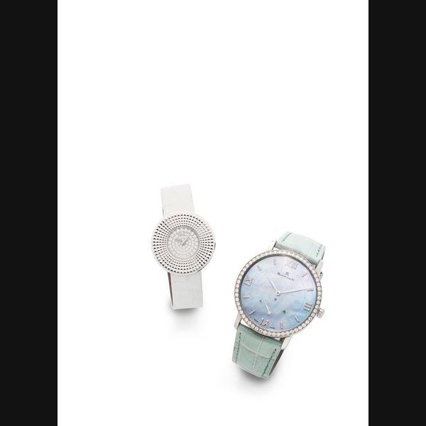 Blancpain Blancpain. A fine lady's 18K white gold diamond set and mother of pearl automatic retrograde seconds wristwatch with box and papersVilleret, Ref:4036, No.333, Circa 2000 · 4036