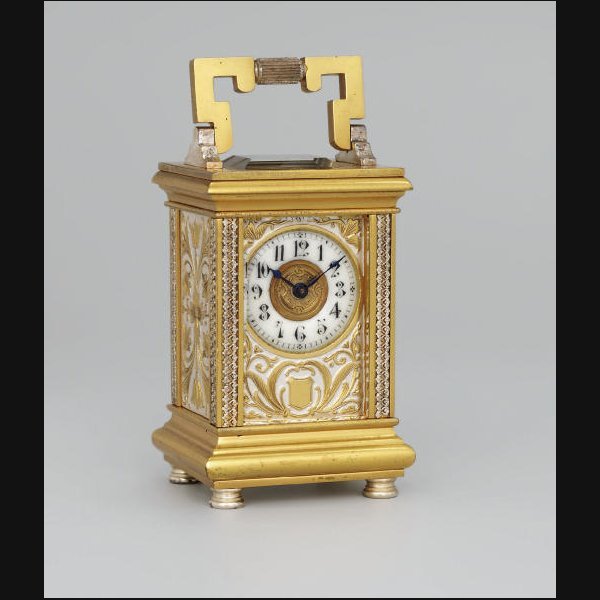  A French miniature gilt and silvered brass eight day carriage timepiece BREGUET NO.330, MOVEMENT 4277. CIRCA 1900