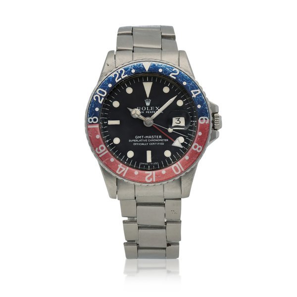Rolex GMT-Master, Ref. 1675  Stainless steel dual time zone wristwatch with date and bracelet  Circa 1970 · 1675