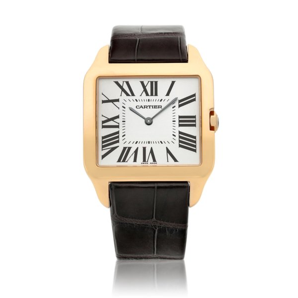 Cartier Reference 2650 Santos Dumont, A pink gold square shaped wristwatch, Circa 2010