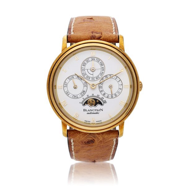 Blancpain Reference 5495-1418-55 Villeret | A yellow gold perpetual calendar wristwatch with moon phases, Circa 1995 · 5495-1418-55