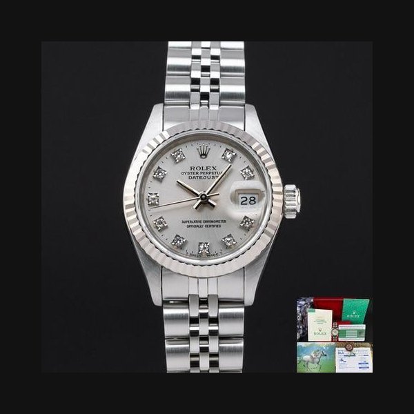 Rolex Rolex Lady-Datejust69174 26mm 1988 Steel Silver Small Diamond dial Fullset 1y warranty