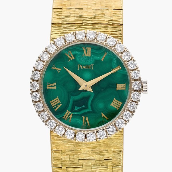 Piaget Reference 9190 A6 | A yellow gold and diamond-set bracelet watch with malachite dial, Circa 1970