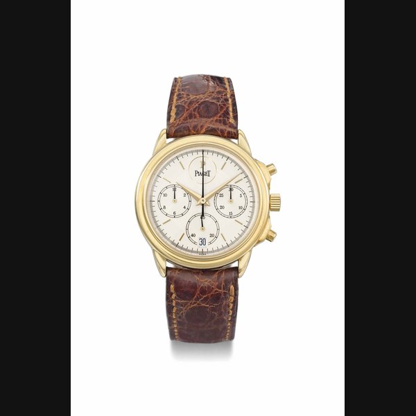 Piaget. A fine 18K gold automatic chronograph wristwatch with date SIGNED PIAGET, AUTOMATIC, CHRONOGRAPH GOUVERNEUR MODEL, REF. 12978, CASE NO. 585'477, MANUFACTURED IN 1992